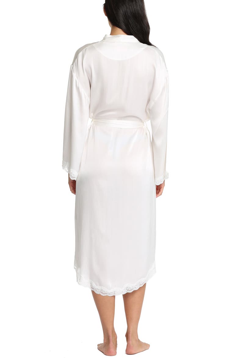 Camille Lace Trim Silk Robe, Alternate, color, IVORY