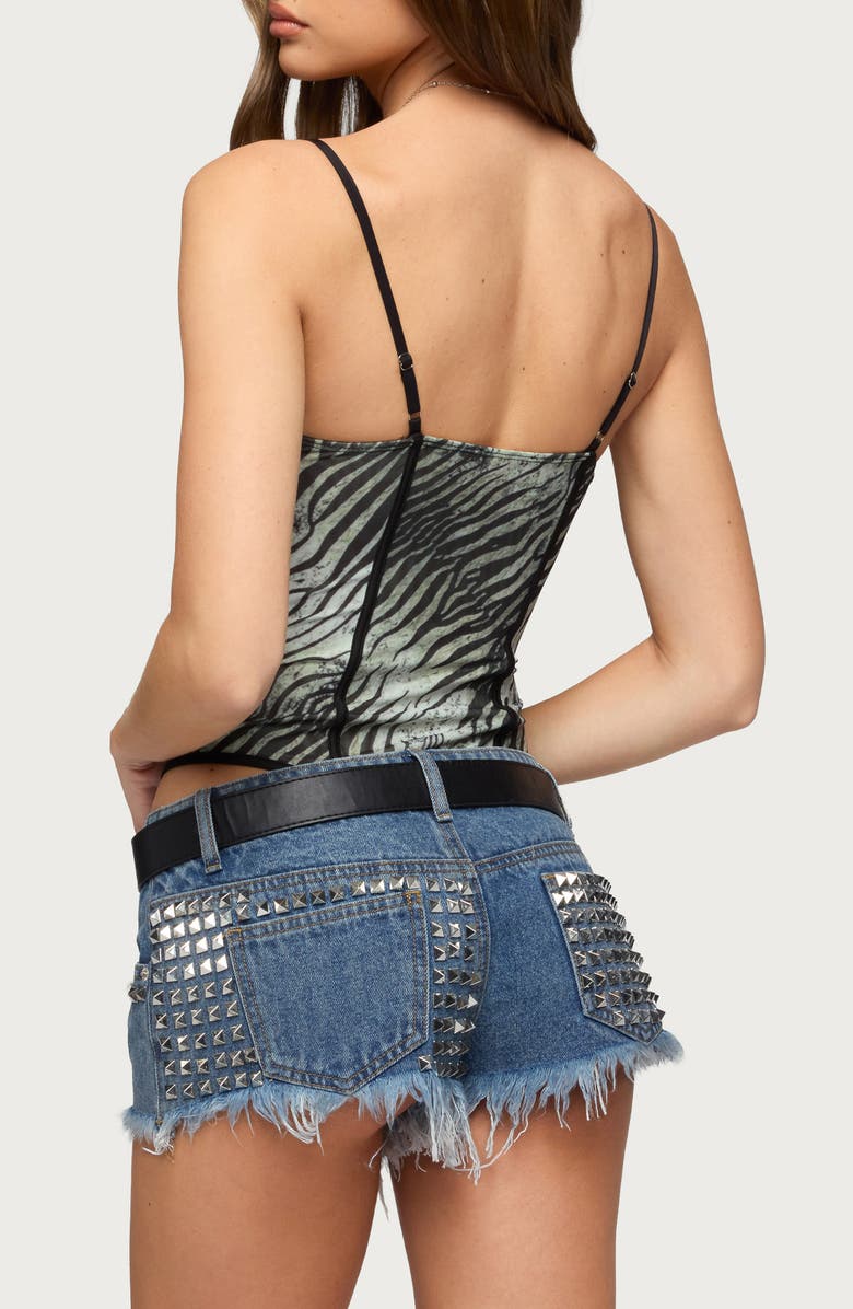 EDIKTED Minerva Zebra Mesh Bodysuit, Alternate, color,