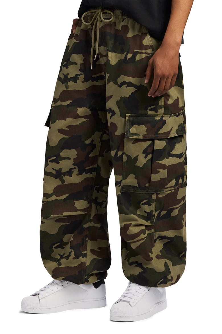 Tie Waist Cargo Pants, Alternate, color, OLIVE CAMO