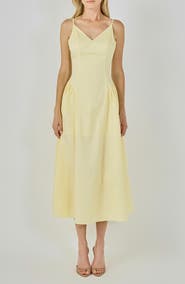 Endless Rose V-Neck Side Puff Midi Dress