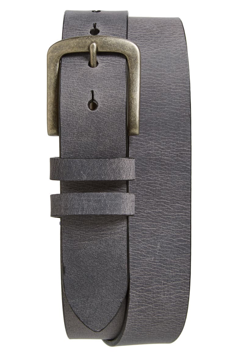 Belts Waxed Leather Belt, Main, color, CHARCOAL