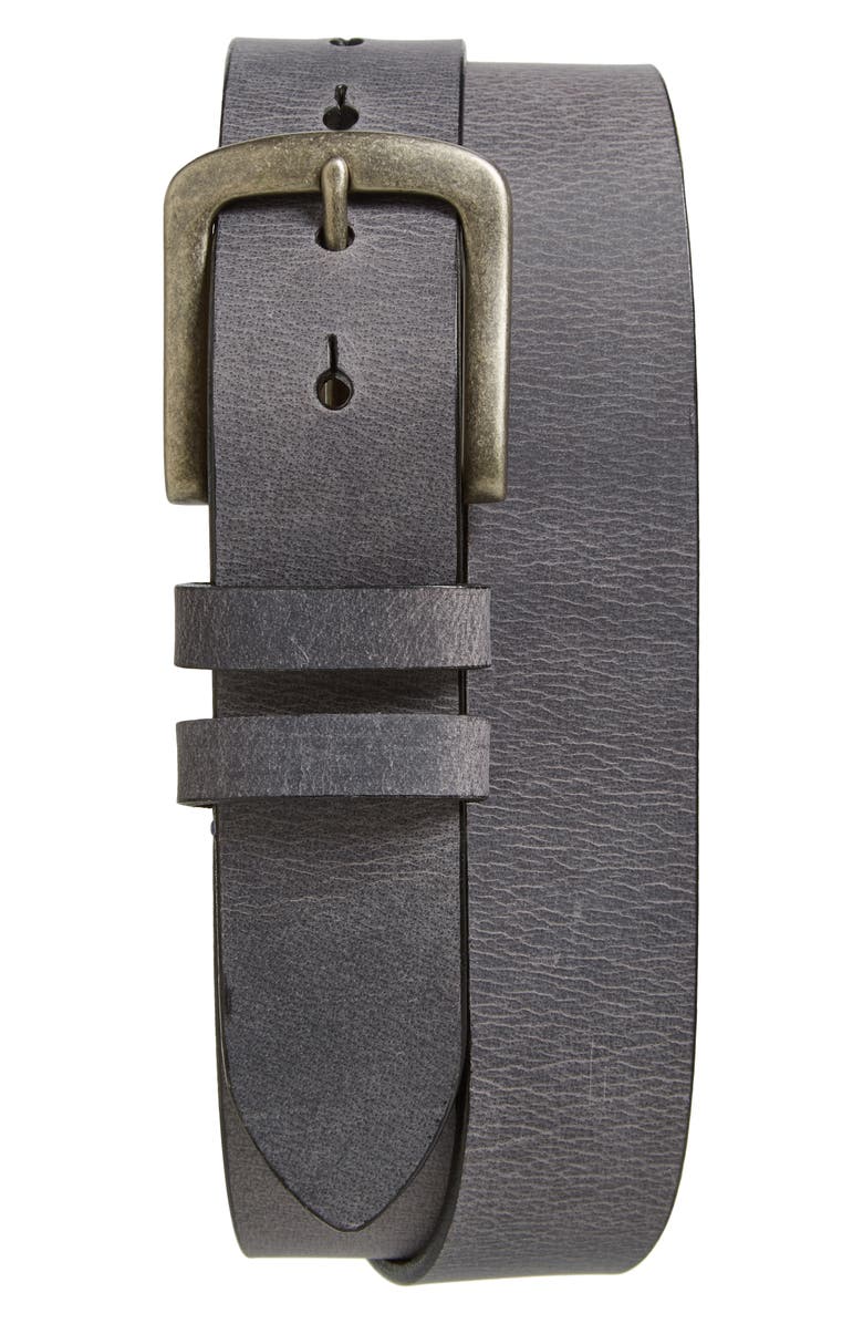 Torino Belts Waxed Leather Belt, Main, color, Charcoal
