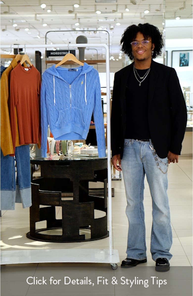 Cable Knit Cotton Full Zip Hoodie, sales video thumbnail