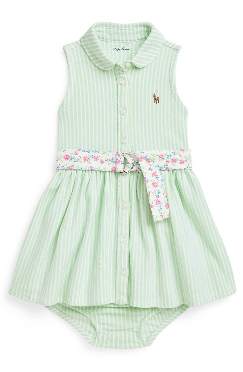Ralph Lauren Stripe Cotton Oxford Shirtdress & Bloomers, Main, color, 