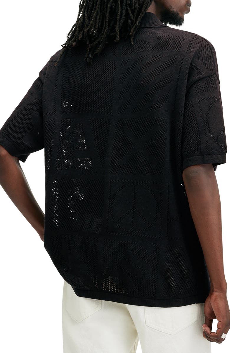 AllSaints Palma Short Sleeve Cardigan, Alternate, color, Black