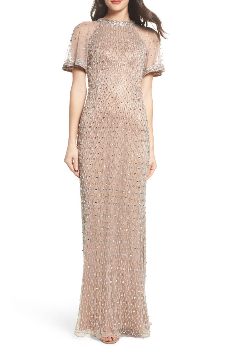 Mac Duggal Crystal & Bead Embellished Gown, Main, color,