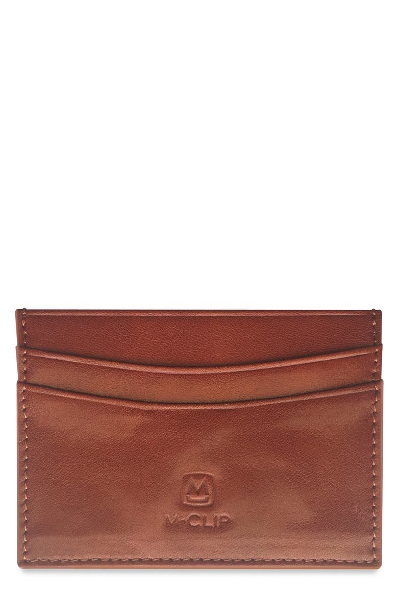 RFID Leather Card Case, Main, color, BROWN
