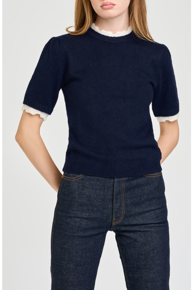 Everett Short Sleeve Sweater, Alternate, color, NAVY
