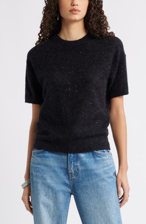 Short Sleeve Sequin Sweater