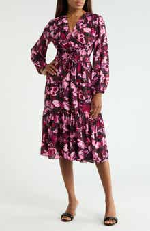 Elsa Printed Long Sleeve Midi Dress