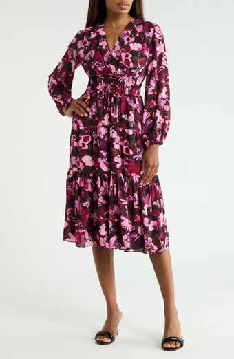 Elsa Printed Long Sleeve Midi Dress