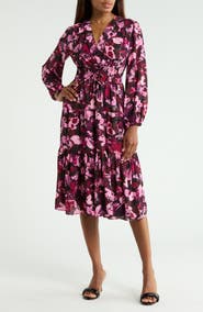 Derek Lam 10 Crosby Elsa Printed Long Sleeve Midi Dress