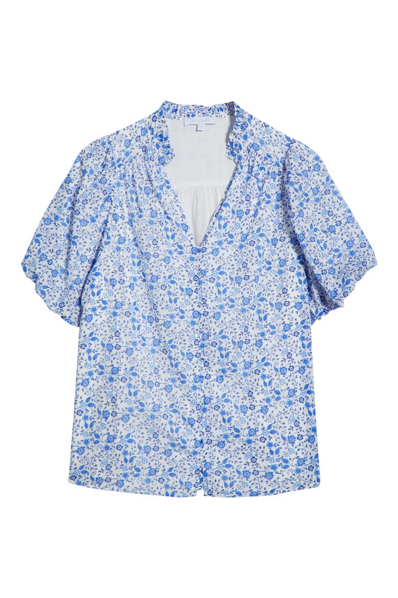 Maisie Idara Floral Puff Sleeve Top, Alternate, color, WHITE/ BLUE COMBO