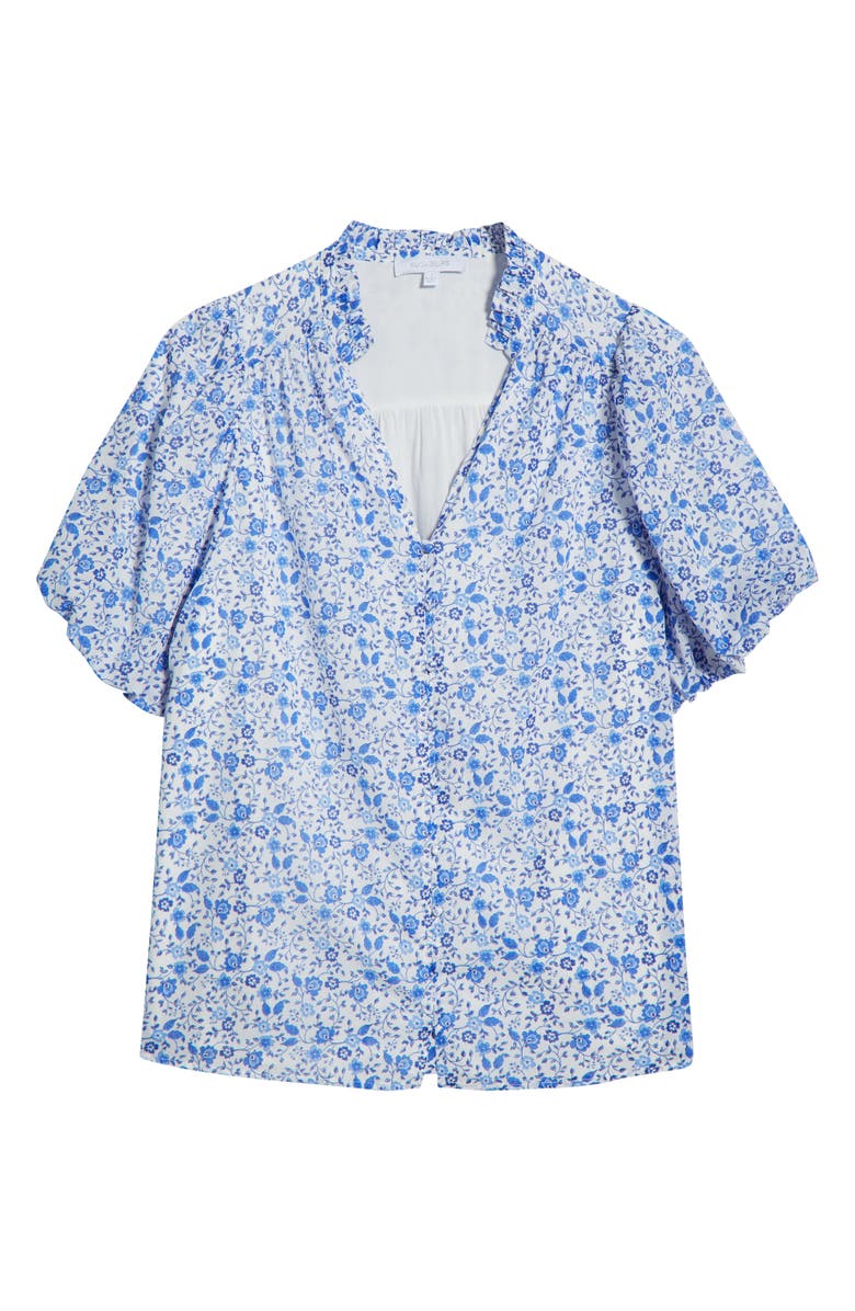 SUGARLIPS Maisie Idara Floral Puff Sleeve Top, Alternate, color, White/ Blue Combo
