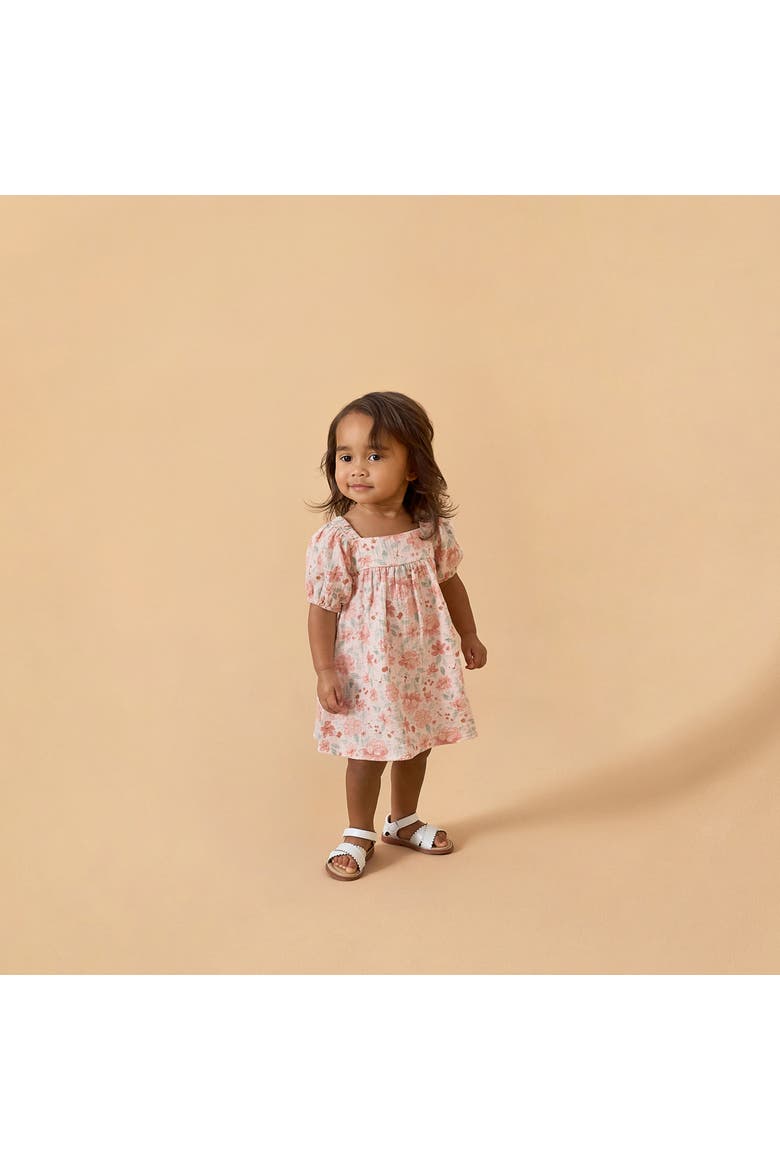 Puffed Sleeve Dress and Diaper Cover Set, Alternate, color, Rose Watercolor Floral
