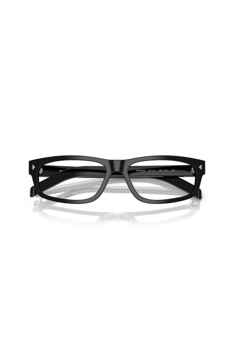 Prada 57mm Rectangle optical glasses, Alternate, color, Black