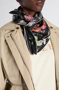 McQueen Spider Floral Silk Twill Square Scarf