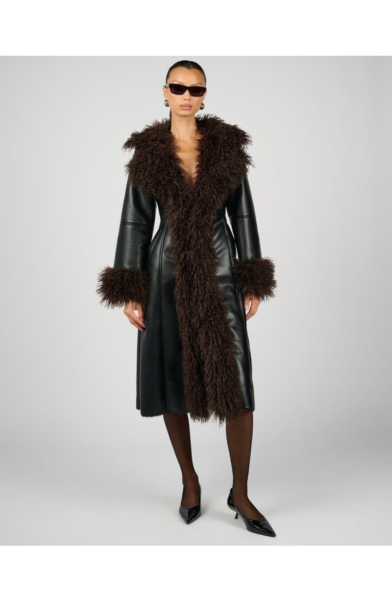 WeWoreWhat Penny Lane Coat, Main, color, Black/Brown