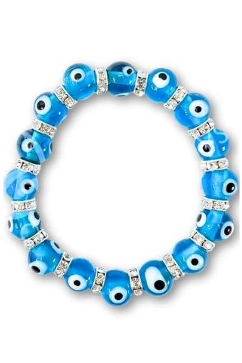 Evil Eye Beaded Bracelet, Main, color, Aqua