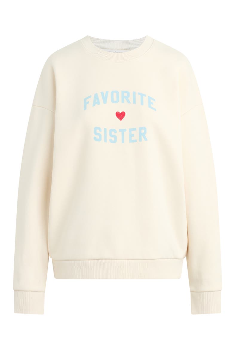 Favorite Sister Graphic Sweatshirt, Alternate, color, GARDENIA W/ BABY BLUE