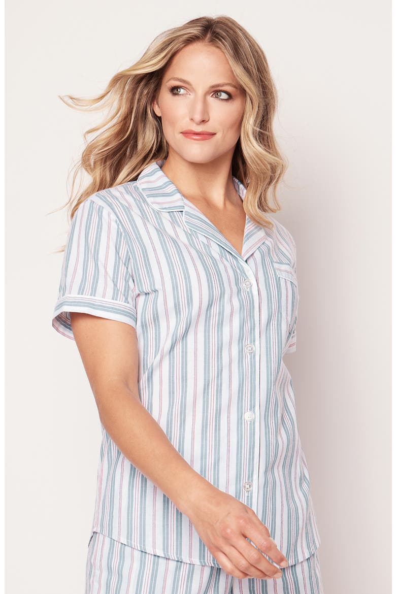 Vintage French Short Cotton Pajamas, Alternate, color, BLUE