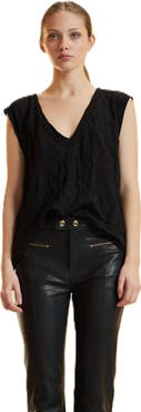 Cynthia Rowley Crinkle Knit Sleeveless Top
