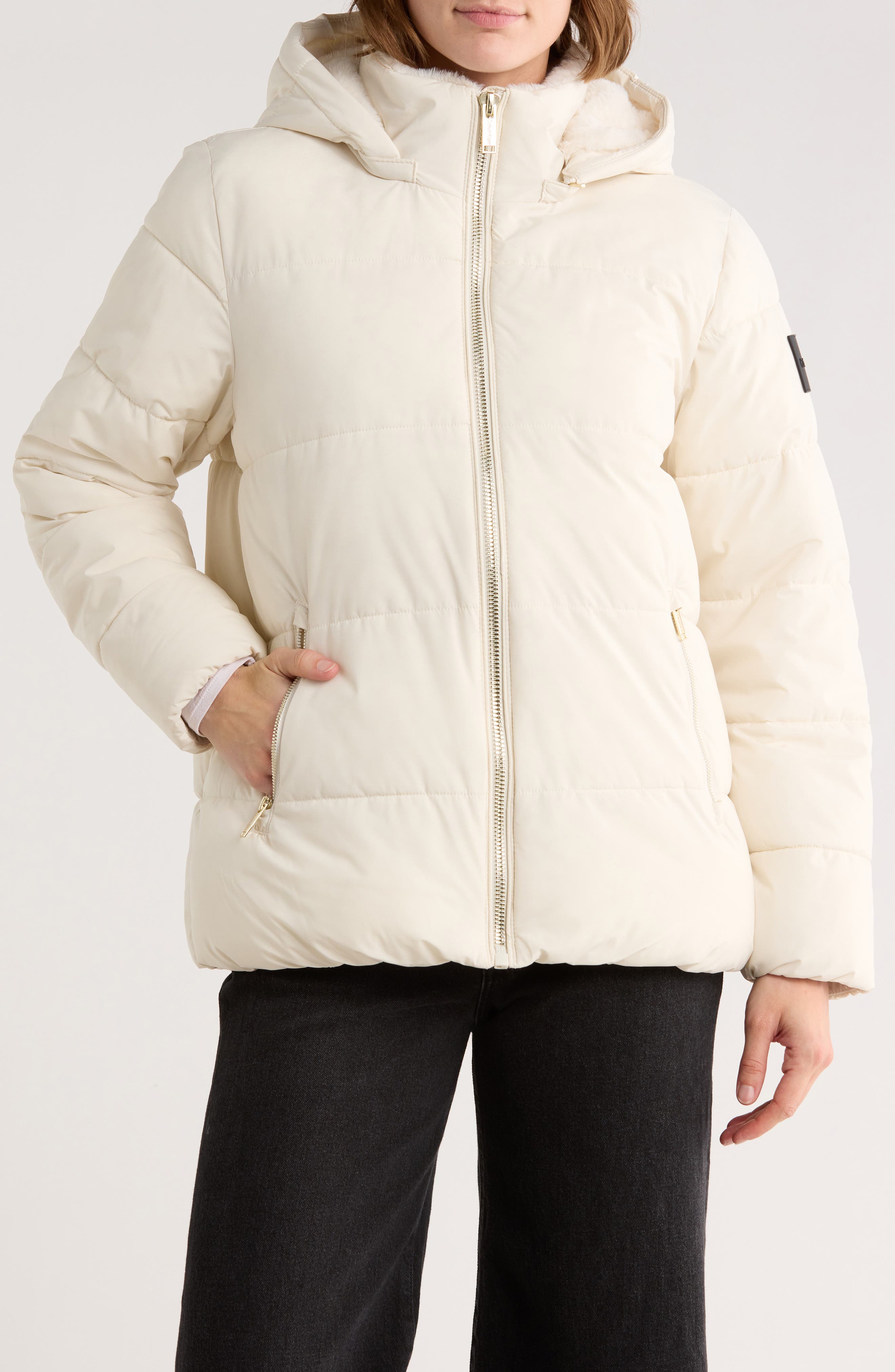 CALVIN KLEIN PERFORMANCE Faux Fur Lined Hood Puffer Jacket