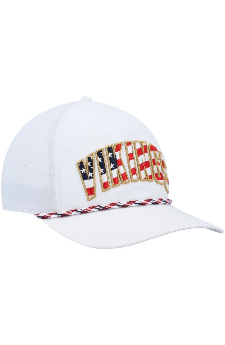 '47 Men's '47 White Minnesota Vikings Hitch Stars and Stripes Trucker Adjustable Hat, Alternate, color,