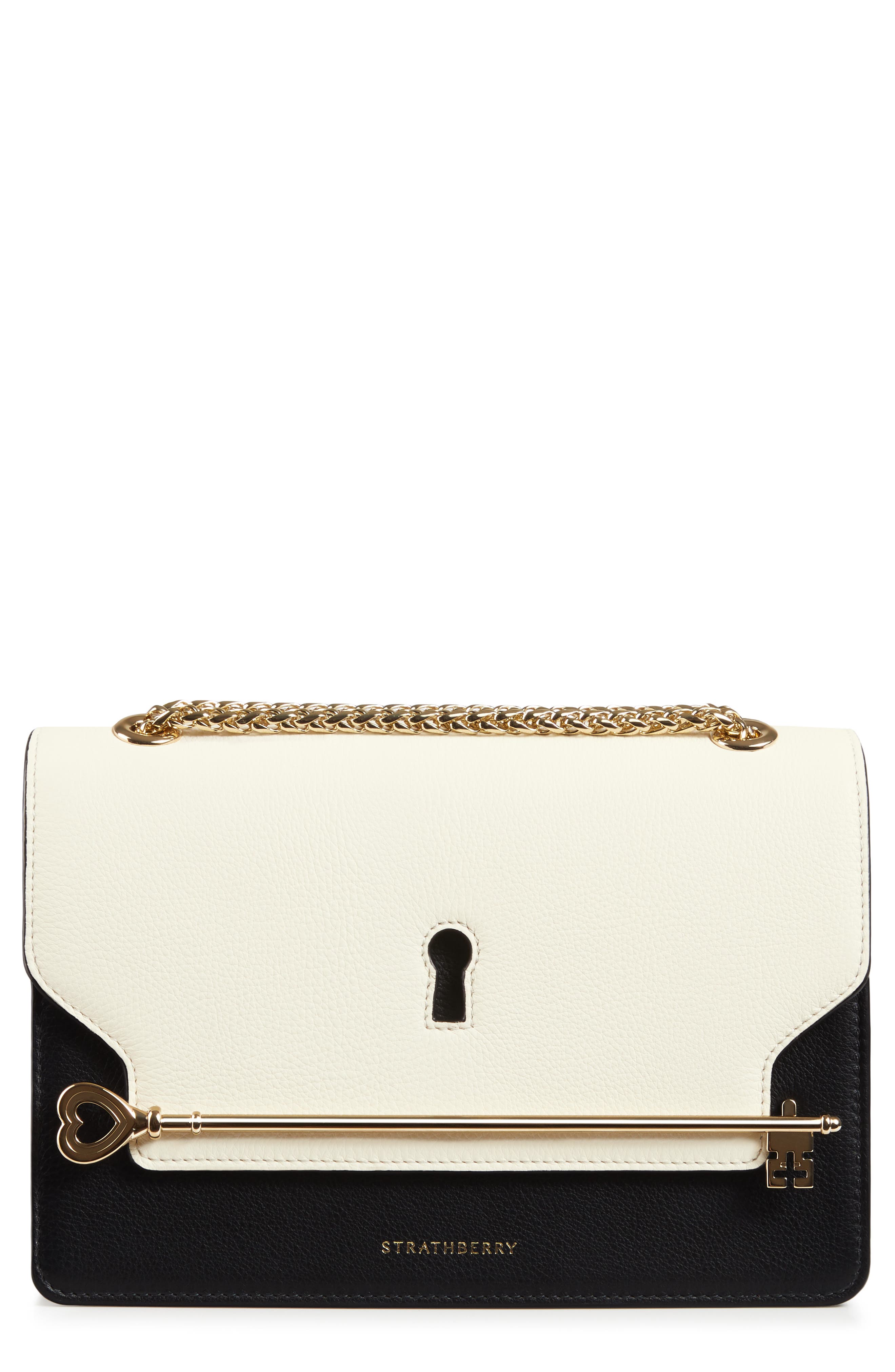 Strathberry East/West Keyhole Leather Crossbody Bag, Main, color, 
