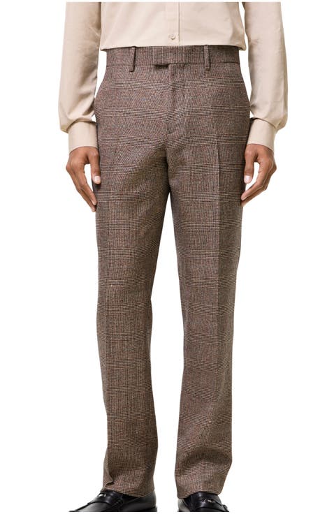 Check Wool Linen Blend Sloane Tailored Trousers