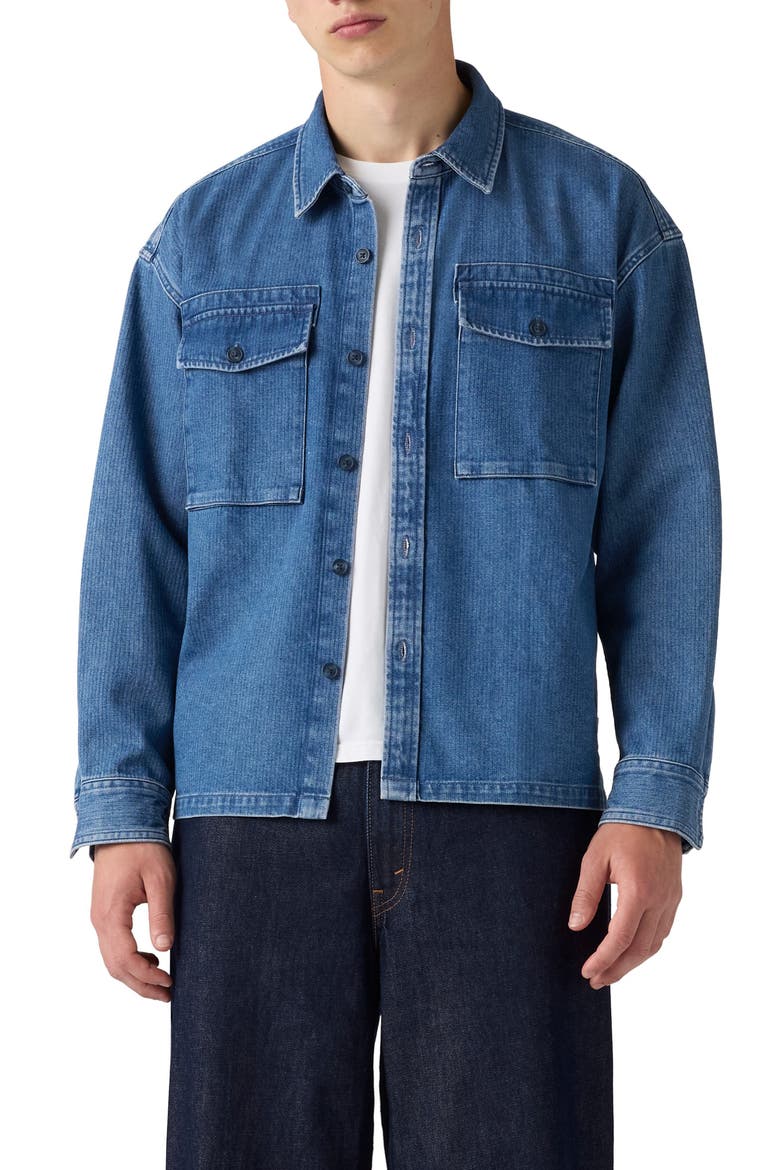Waller Relaxed Shirt Jacket, Main, color, WALLER INDIGO HERRINGBONE