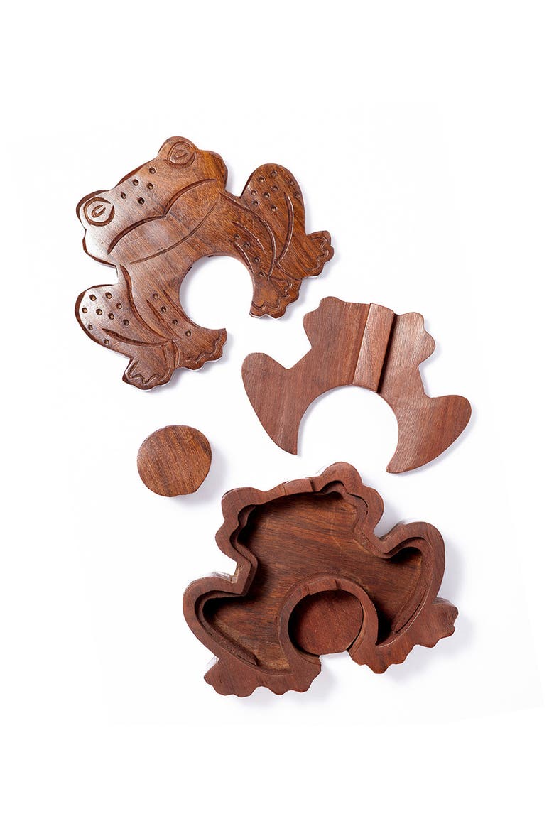 Frog Puzzle Box - Hand Carved Wood, Alternate, color, Hand Carved Wood
