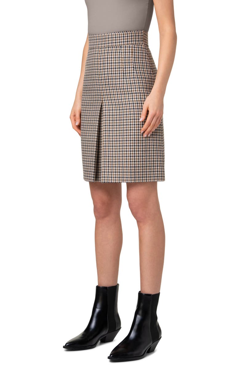 Akris punto Houndstooth Shetland Tweed Wool A-Line Skirt, Alternate, color,