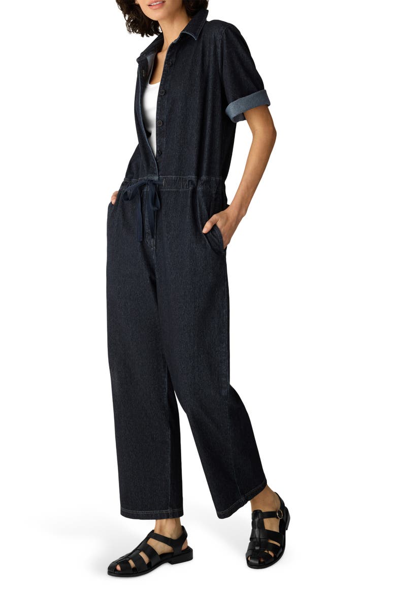 Organic Cotton Stretch Ankle Jumpsuit, Alternate, color, DARK WASH