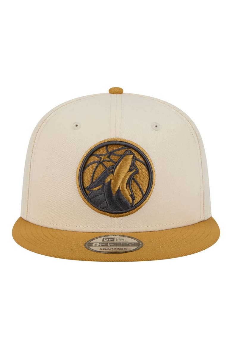 Men's New Era  Cream/Tan Minnesota Timberwolves Two-Tone Color Pack 9FIFTY Snapback Hat, Alternate, color, Cream