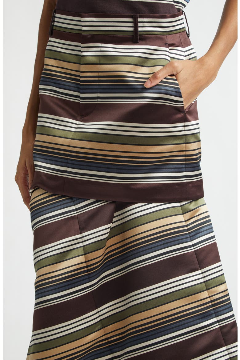 Horizontal Stripe Satin Skirt, Alternate, color, BROWN/ BEIGE