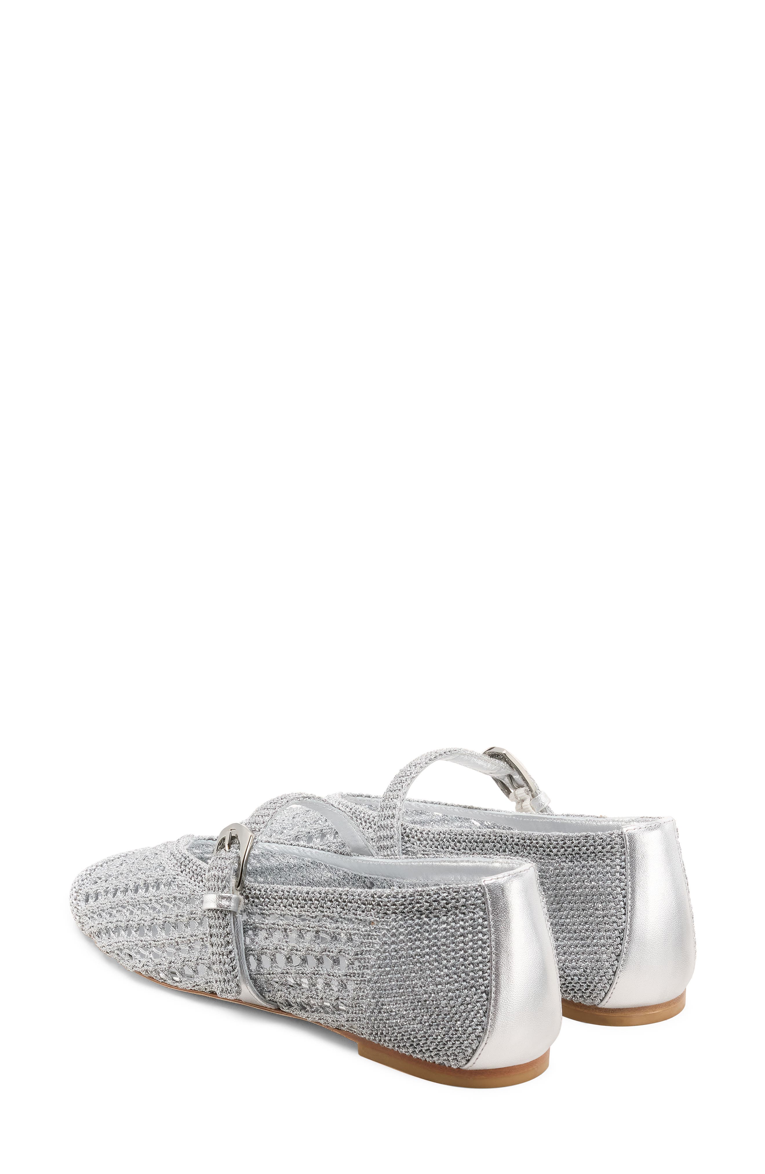 Stuart Weitzman Leora Metallic Mary Jane Flat, Alternate, color, Silver