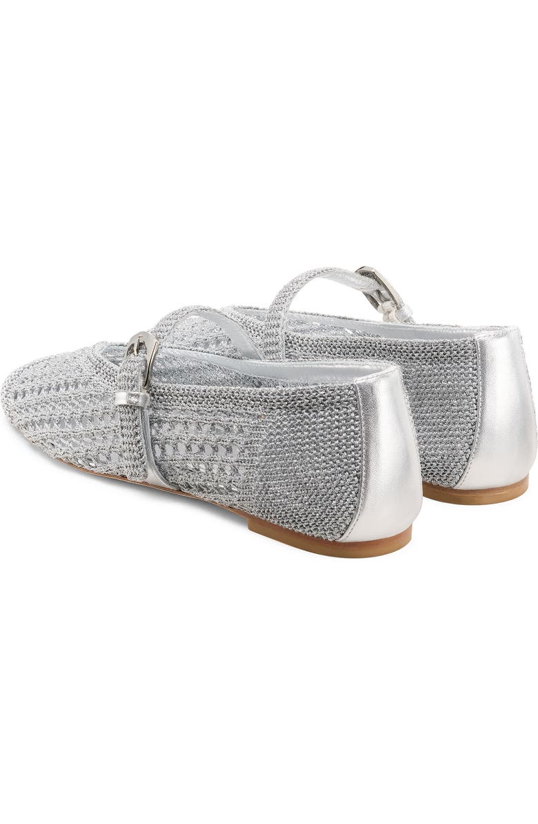Stuart Weitzman Leora Metallic Mary Jane Flat, Alternate, color, Silver
