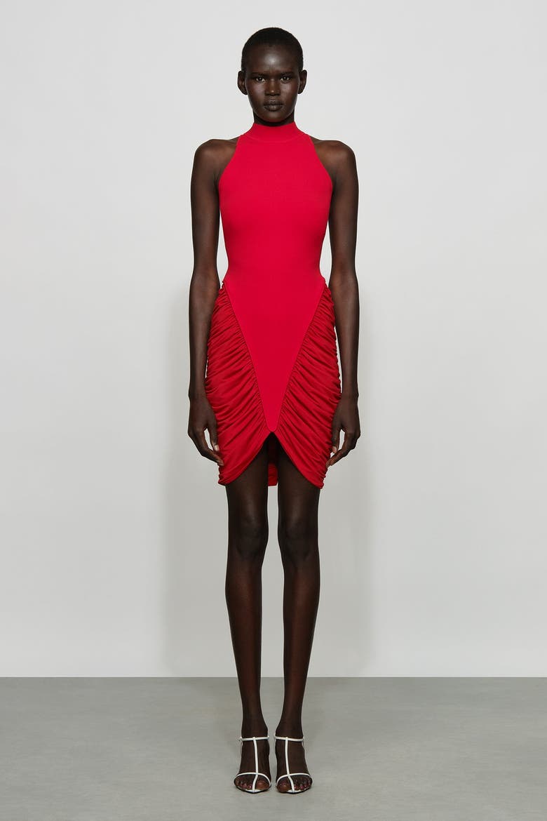 Atticus Knit Combo Mini Dress, Main, color, Tomato