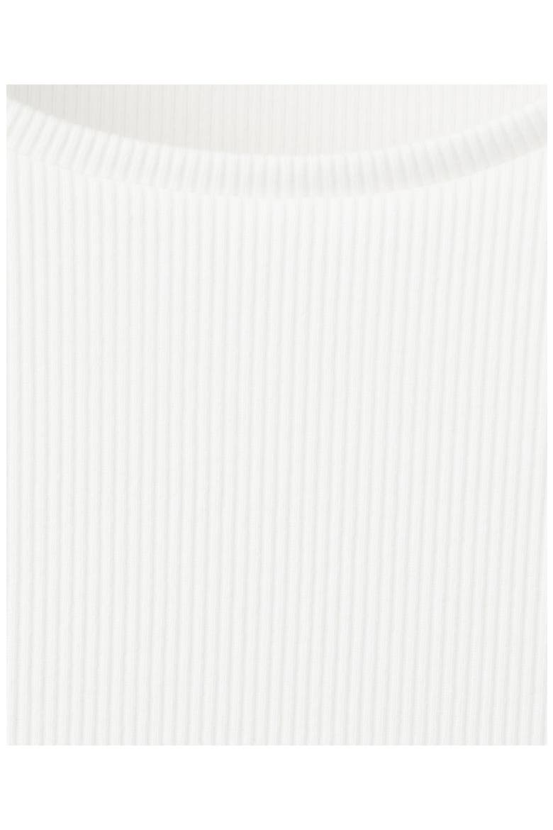 Studded Trim Stretch Cotton Blend Rib Crop T-Shirt, Alternate, color, WHITE
