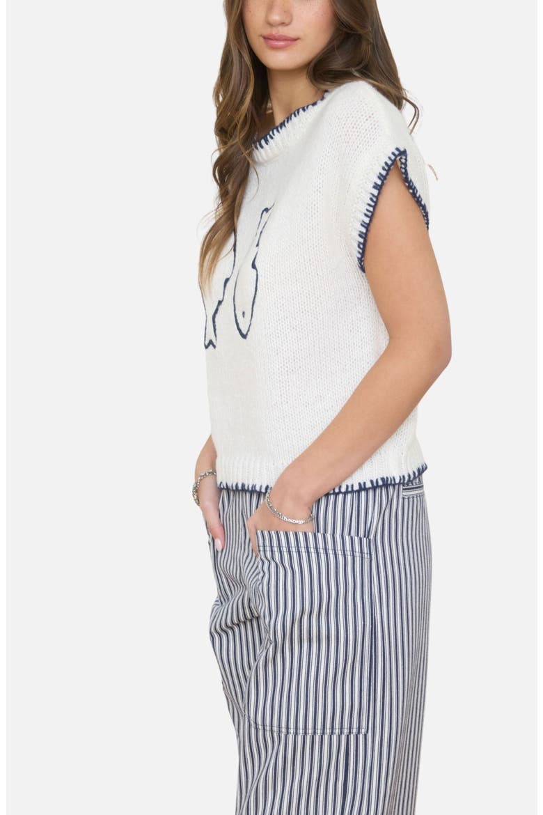 Fish Short Sleeve Sweater, Alternate, color, CREAM