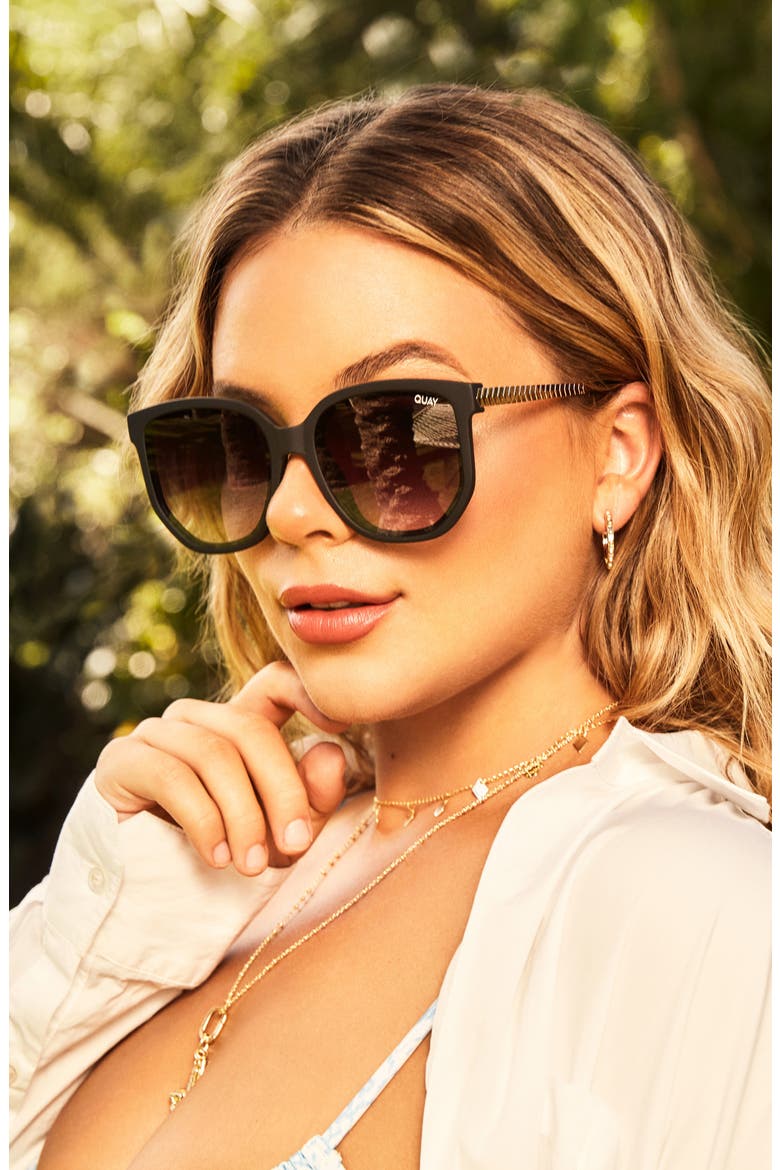 Australia Coffee Run 54mm Gradient Cat Eye Sunglasses, Alternate, color, BLACK / BLACK LENS