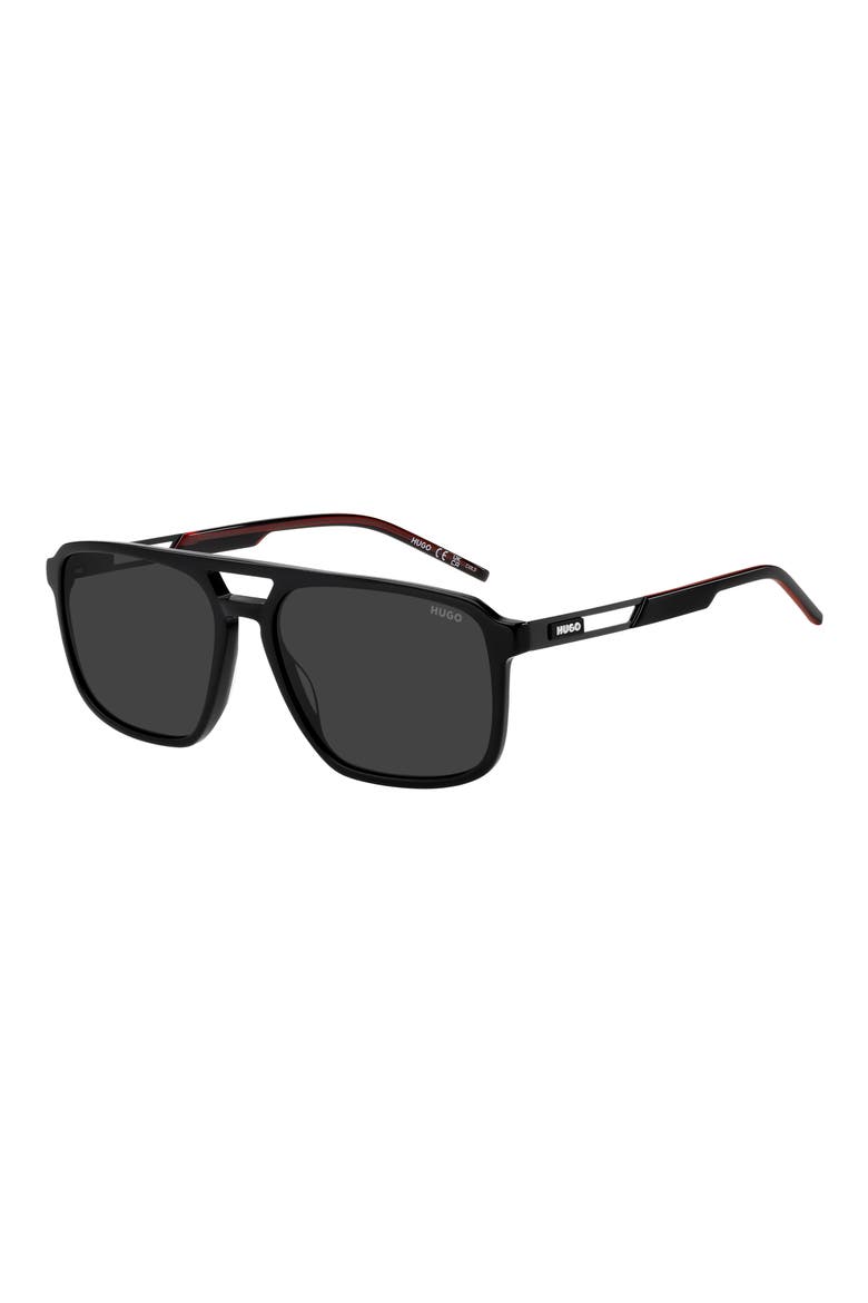 58mm Navigator Sunglasses, Alternate, color, BLACK/ GREY