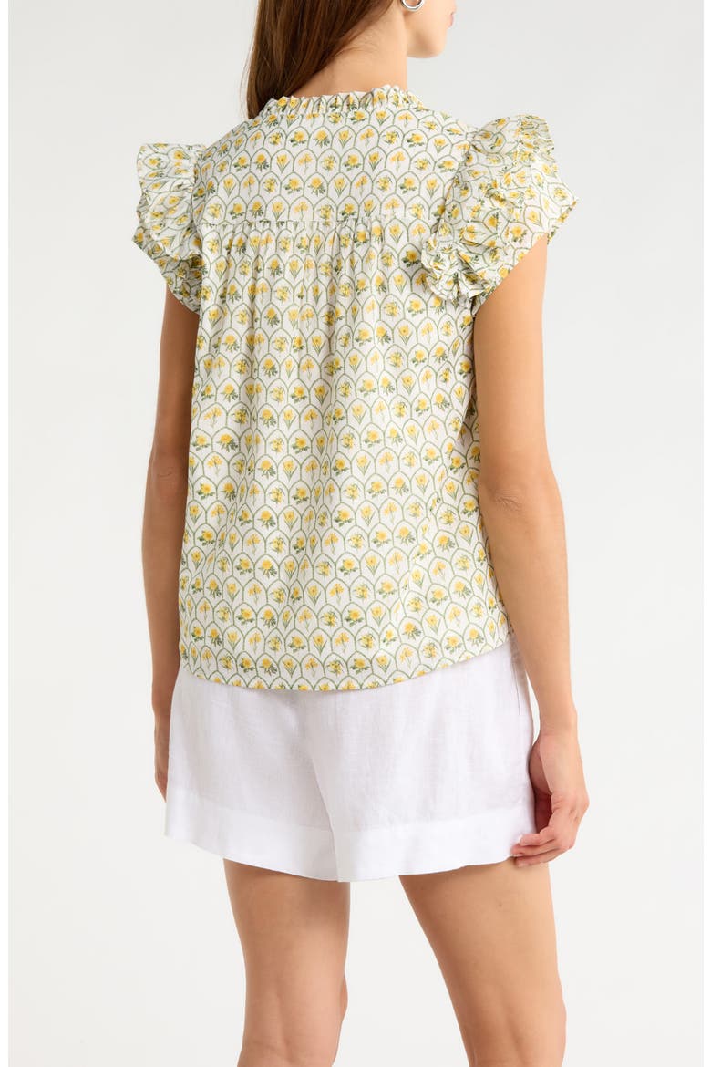 Jaimie Stripe Ramona Ruffle Cotton Top, Alternate, color, WHITE-YELLOW