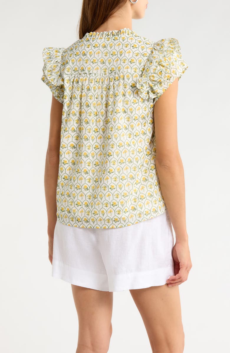 SUGARLIPS Jaimie Stripe Ramona Ruffle Cotton Top, Alternate, color, White-Yellow