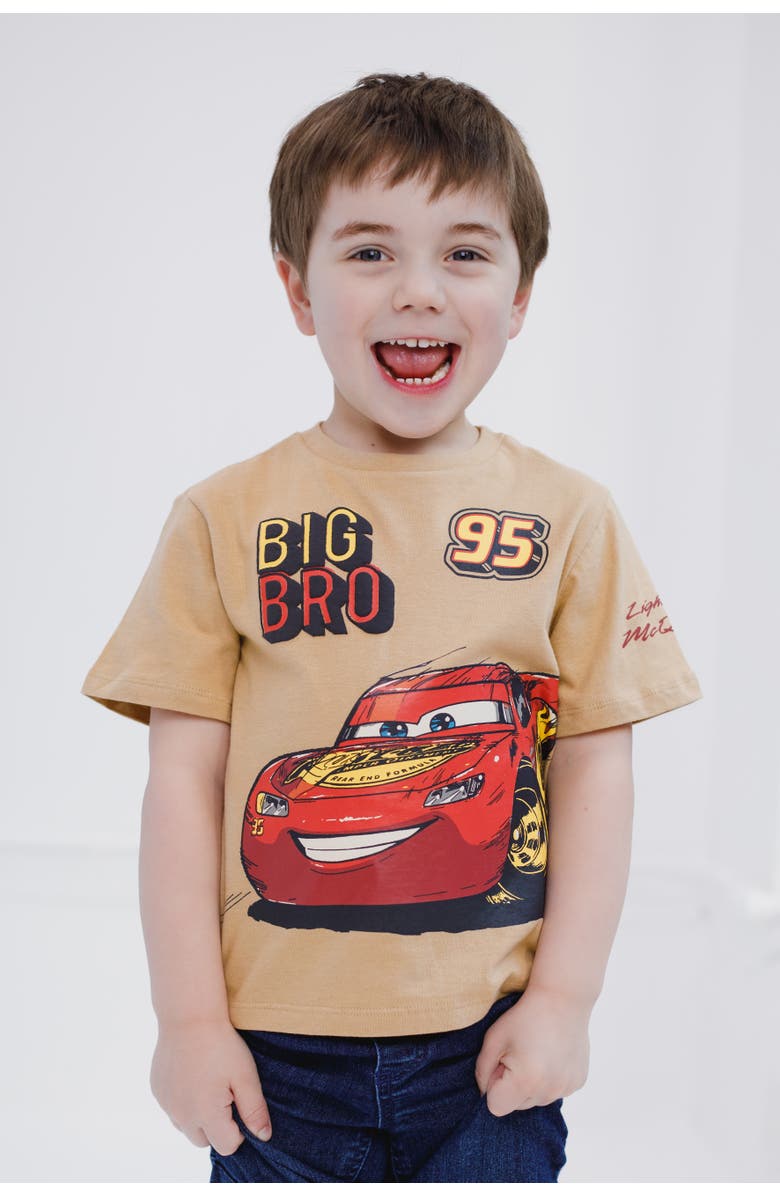 Disney Cars Lightning McQueen Short Sleeve T-Shirt, Alternate, color, Tan Lightning Mcqueen