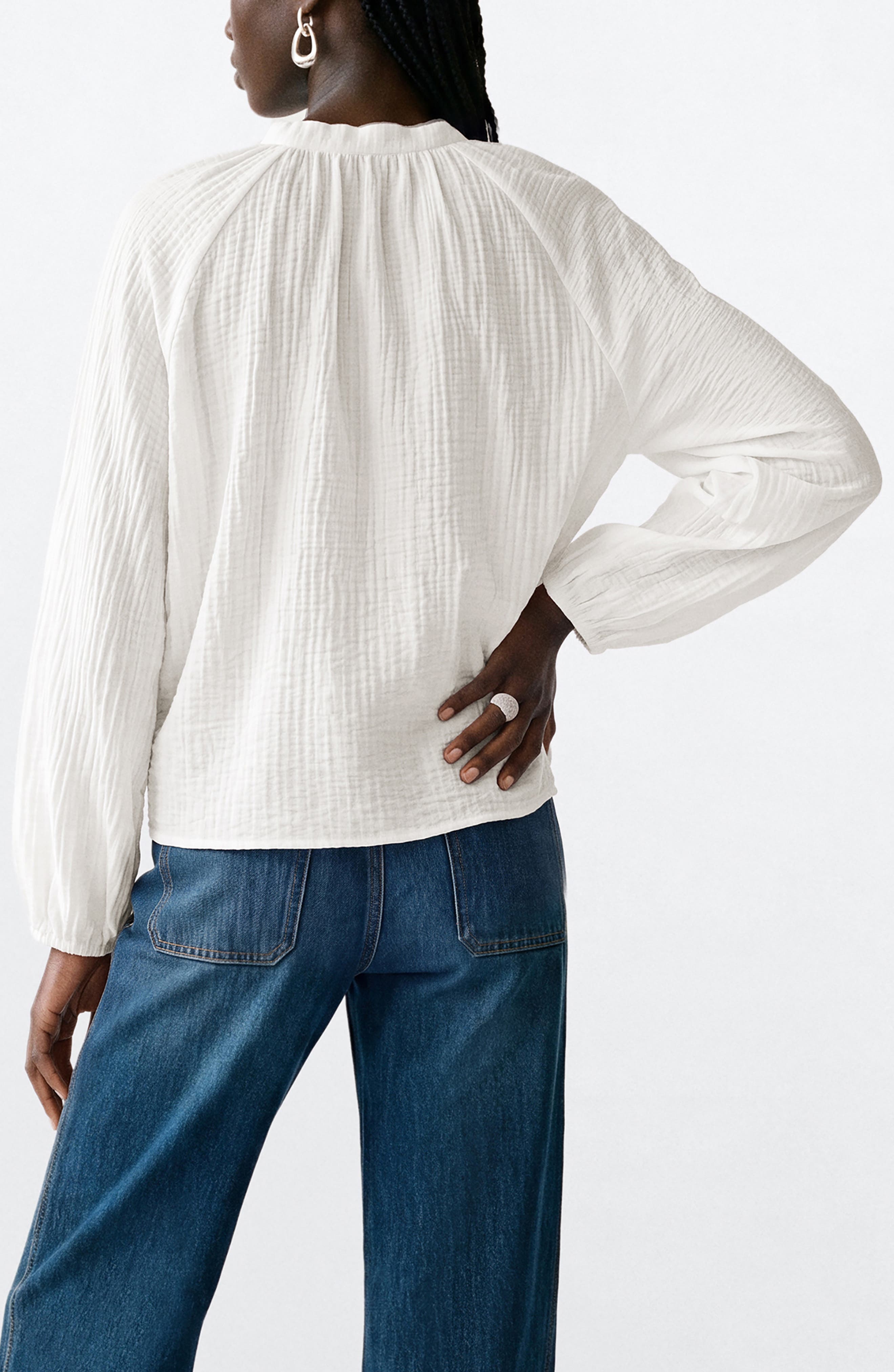 MANGO TEEN Bow Texture Top (Women) | Nordstrom