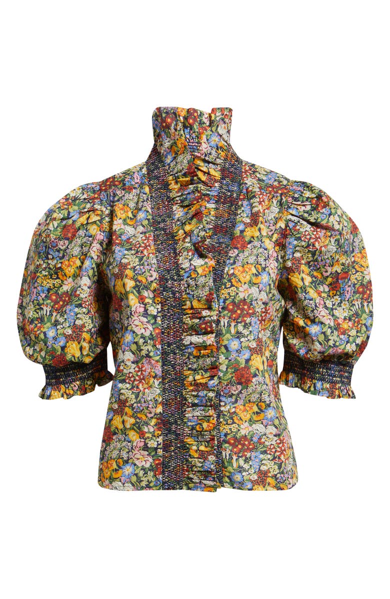 LOVE THE LABEL Zuri Smocked Ruffle Puff Sleeve Top, Alternate, color, Cottage Garden Liberty Print