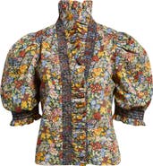 LOVE THE LABEL Zuri Smocked Ruffle Puff Sleeve Top