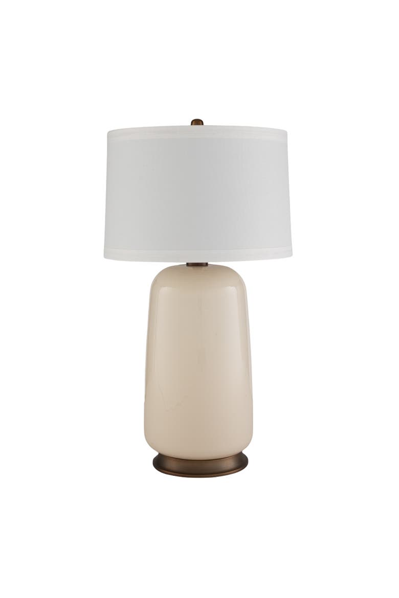 Ivory Glass Table Lamp with Linen Shade and Metal Base, Alternate, color, Ivory